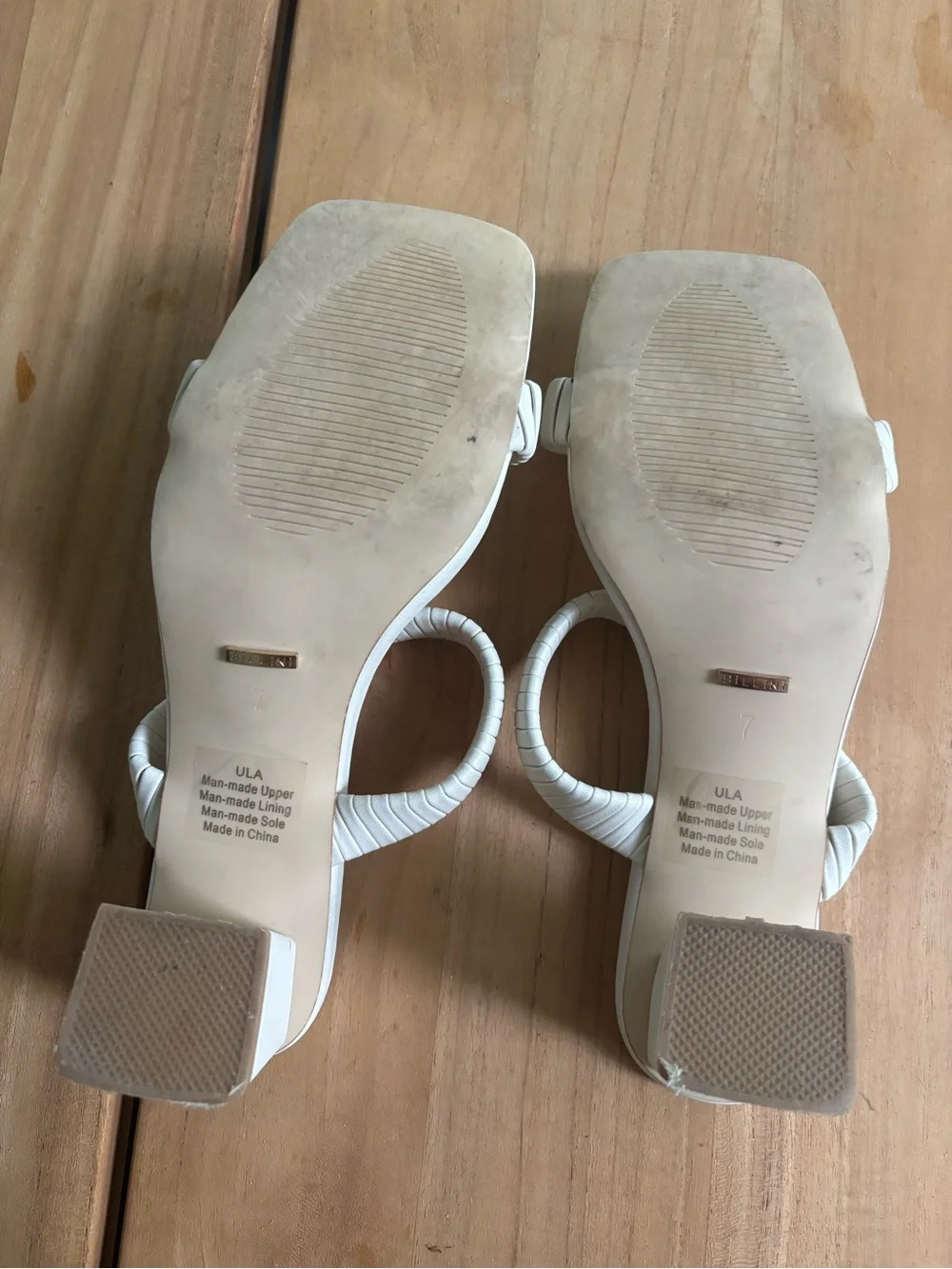 BILLINI Ula Mule Bone Ivory Heels Sandals Size 7